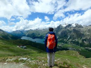 Hiker_Admiring_Engadin_Landscape_Switzerland_by_Heidi_Siefkas